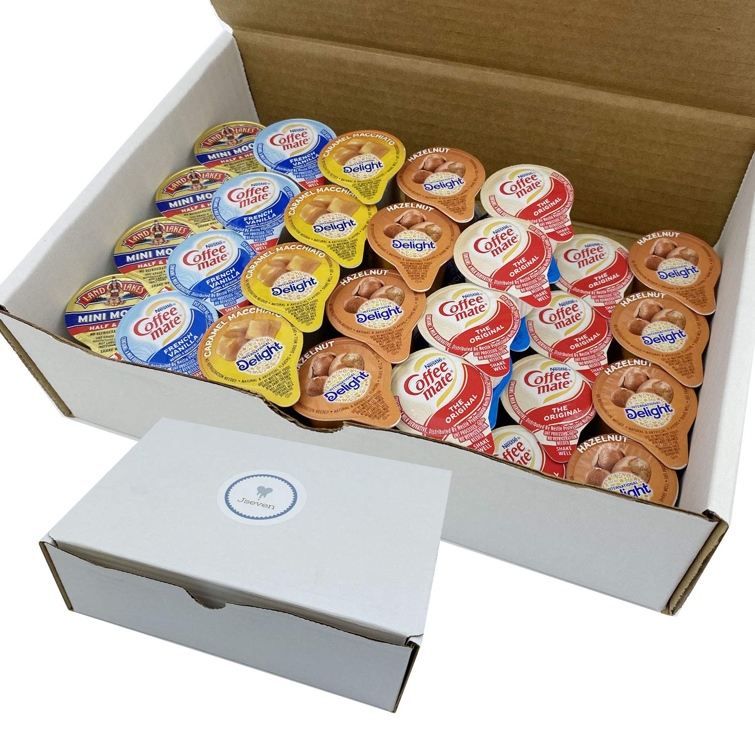 48 Count Single Serve Coffee Cream Creamer Singles Set, Various Sweet Creamers, Delight Mini Coffee Creamer & Mini Moo's 4 Flavor Assortment (48 Pack)