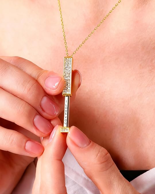 I Love You Sterling Silver Pull-Out Bar Necklace for Wife, Hidden Message Pendant with Luxury Gift Box & Card, Romantic Christmas Anniversary Birthday Gift for Wife
