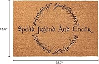Vista 3 de Divertido tapete decorativo para porche con texto en inglés "El señor de los anillos" con texto en inglés "Speak Friend and Enter Welcome Porche