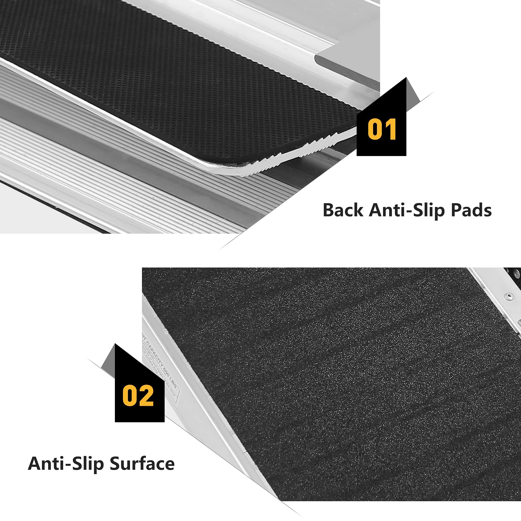 ORFORD NonSkid Foldable Wheelchair Ramp 5FT, Threshold Ramp with a Non