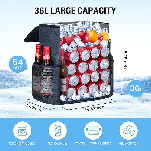 Vista 9 de Mochila térmica suave aislada a prueba de fugas, 30 latas, mochila térmica portátil para picnic, camping, playa, senderismo, barbacoa, almuerzo