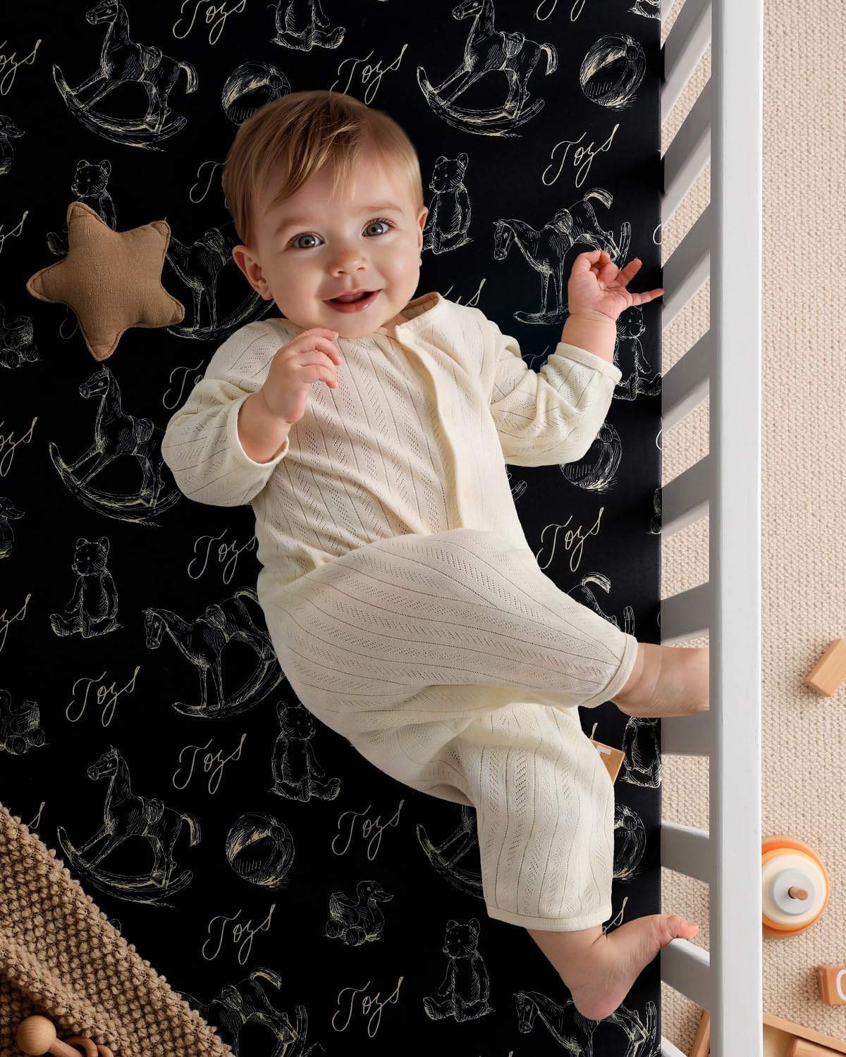 Yoofoss Baby Pack and Play Sheets 2 Pack for Boys and Girls - 38x26 Mini Crib Sheets Fitted Neutral Compatible with Graco Pack n Play Mattress,Ultra Soft Breathable Microfiber Rocking Horse - Image 5