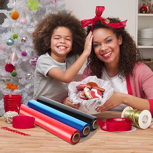 Miniatura 6 de HiloPack Rollo de celofán para el día de San Valentín para cestas de regalo, papel de regalo de celofán rosa extra grande de 3 mil, 34 pulgadas