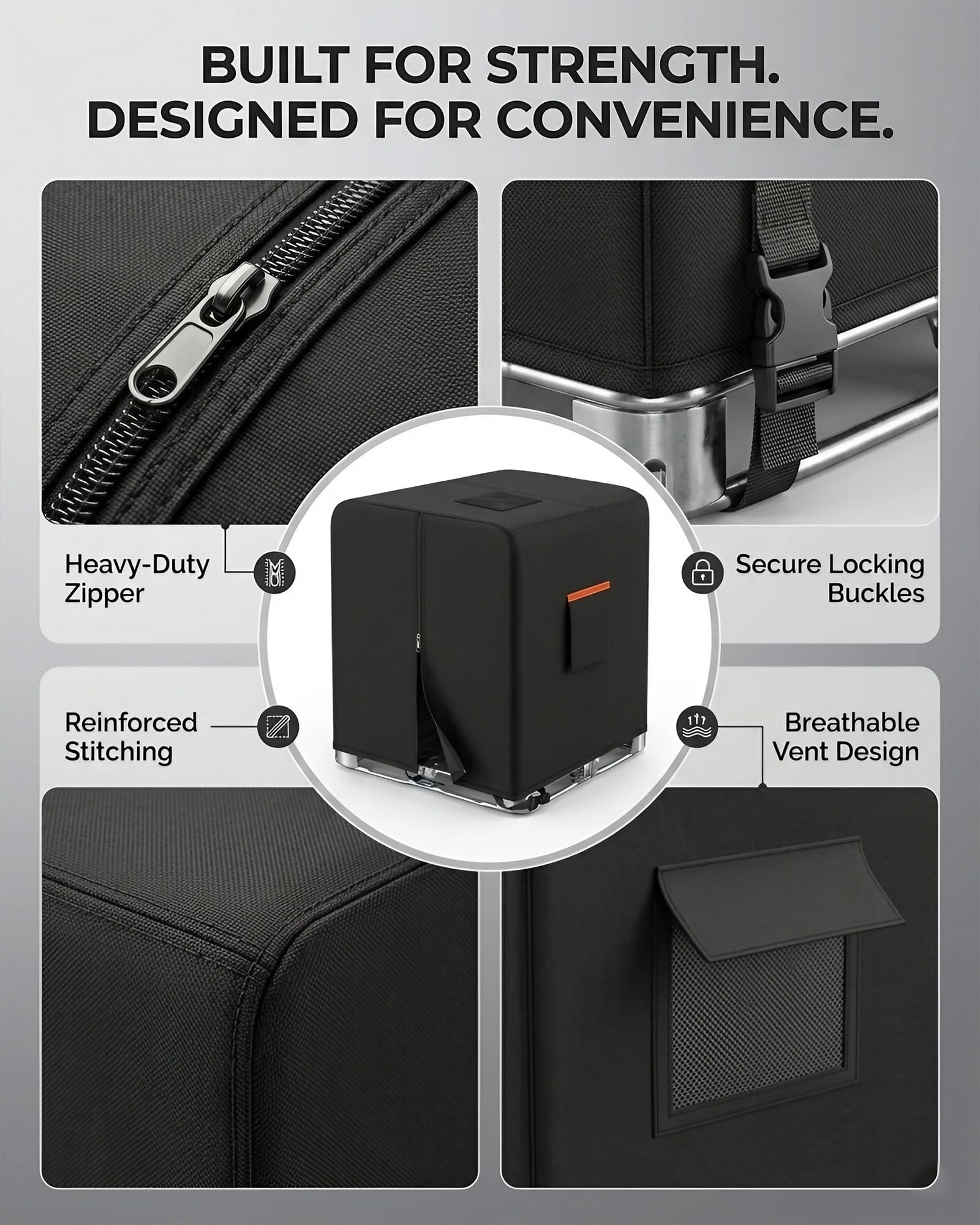 IBC - Funda para bolsa IBC con cremallera, se adapta a tanques de agua de 275 galones, 600D resistente al agua y material de protección solar, color negro