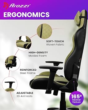 Arozzi Avanti Gaming Chair Soft Fabric Moss Green