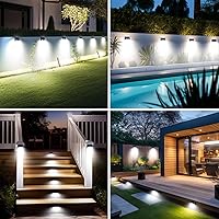 Vista 5 de Peasur Luces solares con sensor de movimiento para exteriores, paquete de 4 luces solares para valla con impermeabilidad IP65, 3 modos