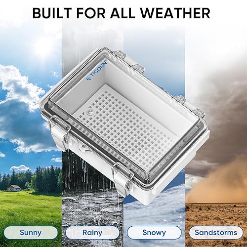 Miniatura 7 de TICONN - Caja de conexiones eléctricas impermeable IP67, recinto de plástico ABS con cubierta con bisagras con placa de montaje, soportes de pared