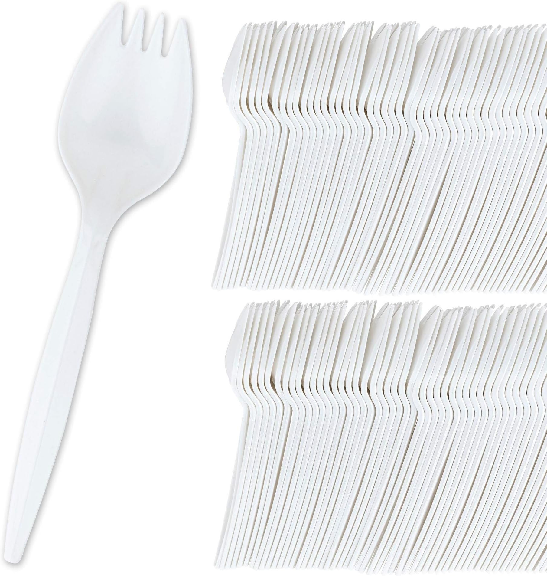 Stock Your Home Medium Weight White Plastic Spork - 100 Pack