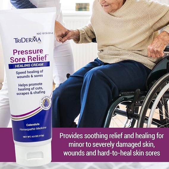 TriDerma MD Pressure Sore Relief Healing Cream & Wound Cleanser - FSA Eligible - Bed Sores, Ulcers, Pressure Sores and Wounds Bundle, (1) 4 oz Tube, (1) 8.2 oz Spray Bottle