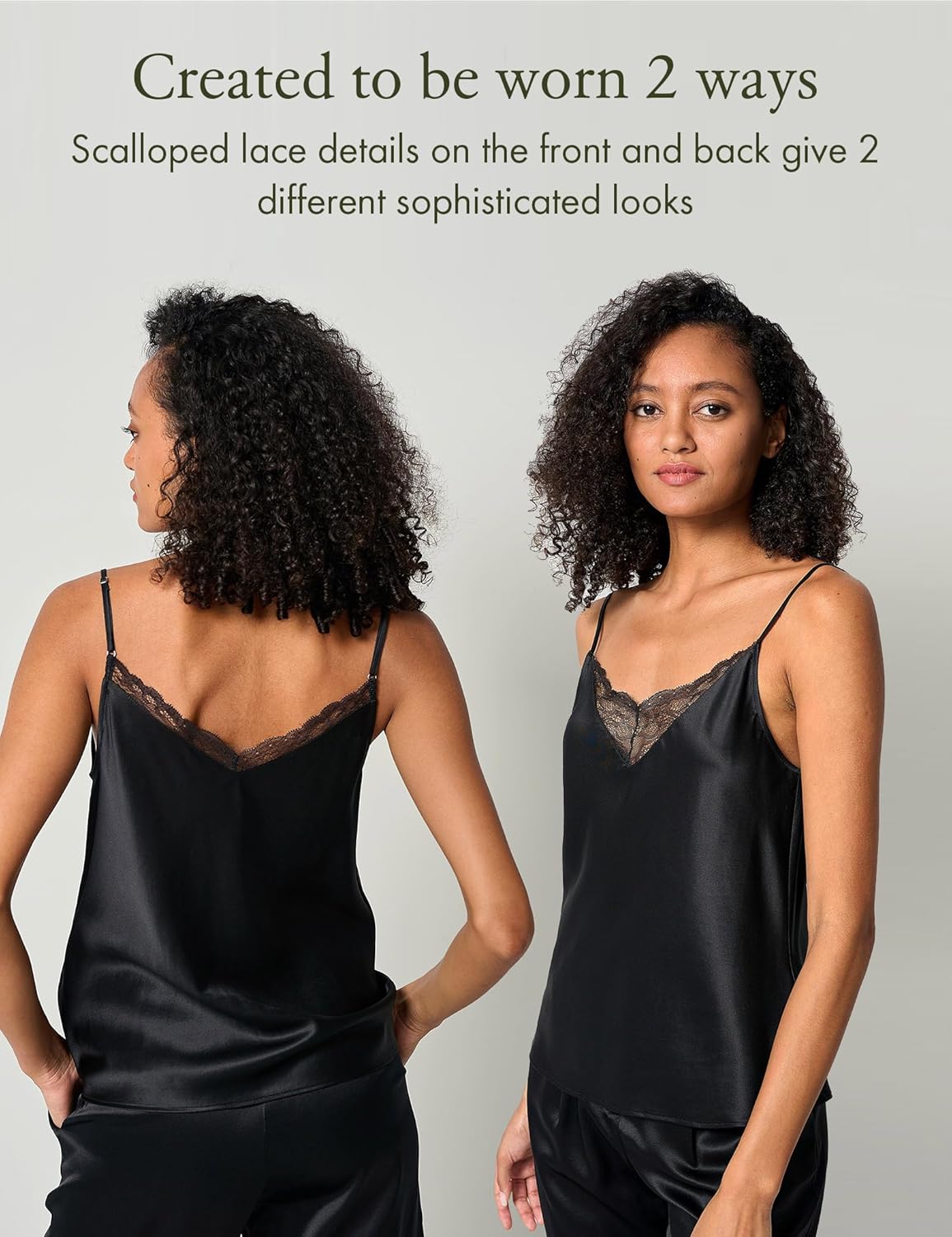 LilySilk 100% Pure Silk Lace Camisole for Women V-Neck Adjustable Straps Ladies Tank Tops for Summer - Image 2