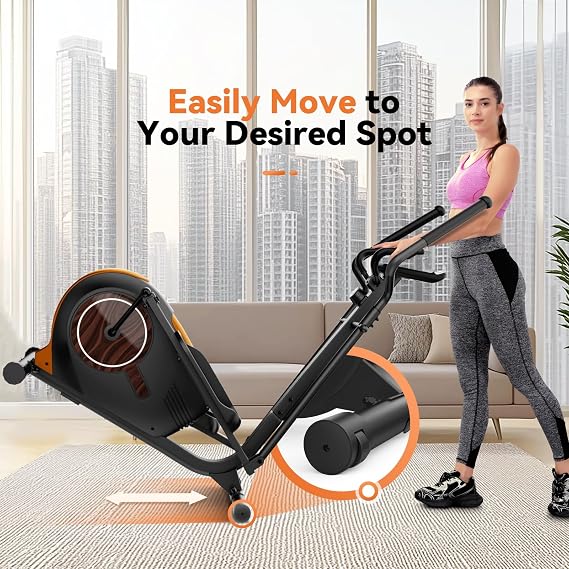 ANCHEER Elliptical Exercise Machine for Home, Ultra-Quiet 15dB Magnetic Elliptical Trainer, 14 Resistance Levels, 15.5 Stride, 500 LB Capacity, Real-Time Workout Tracking Monitor, 95% Pre-Assembled
