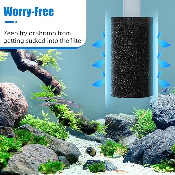 AQUANEAT 6-Pack Pre-Filter Sponge for Aquarium Shrimp Fry Fish Tank Filter 0.4 Intake, Replacement Foam Cover