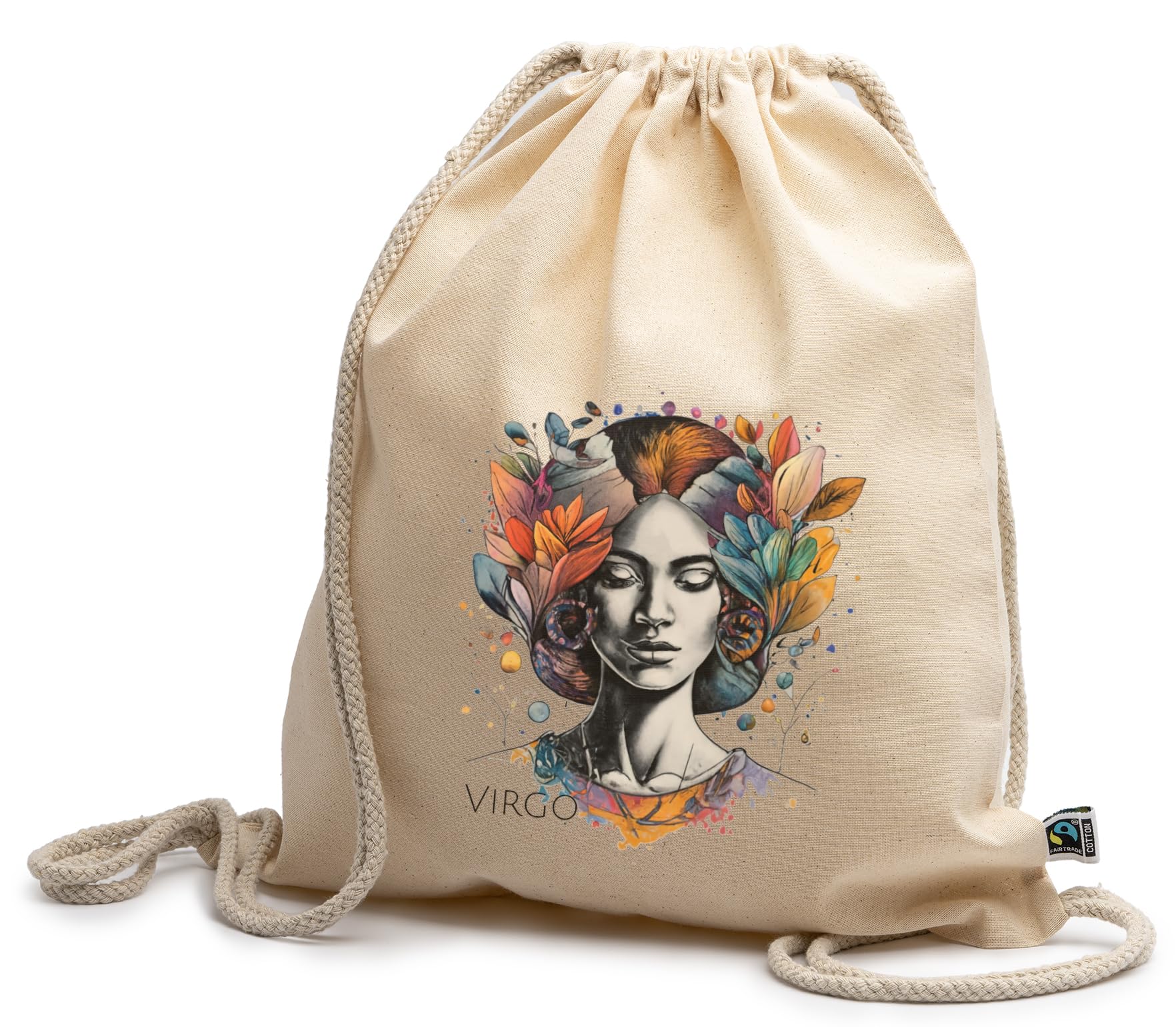 rainUP Mochila de Cuerdas con los signos del Zodiaco - Resistente y Cómoda - Algodón 100% orgánico. Idónea para compras, viaje, gimnasio, padel, trekking...