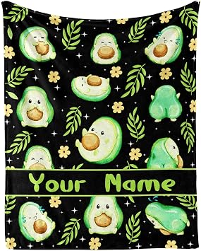 Custom Avocado Blanket, 60"x80" Flannel Cute Avocado Themed Throw Blankets, Soft Nap Throw Blanket for Home Kids Girls Boys Adults Women Men Avocados Gifts