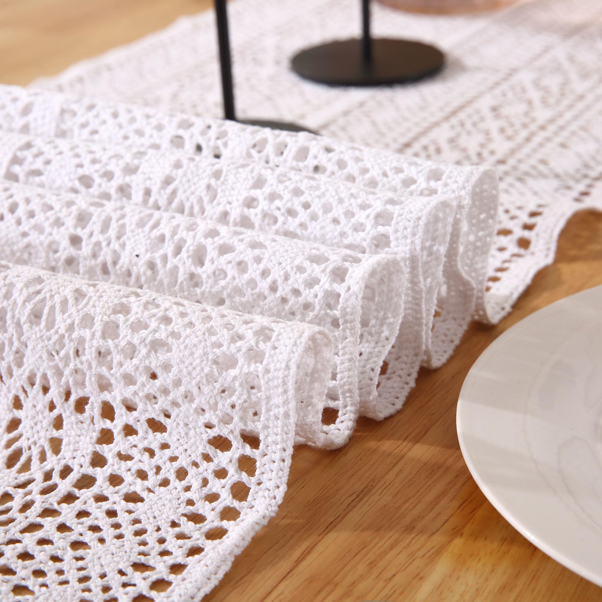 Amazon｜Mayler Yee かぎ針編みテーブルランナー ホワイト(12インチ