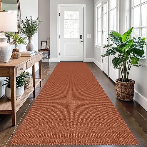 Vista 32 de EARTHALL - Tapete tejido lavable con parte trasera de goma, tapete trenzado de algodón antideslizante para interiores para entrada, pasillo, cocina