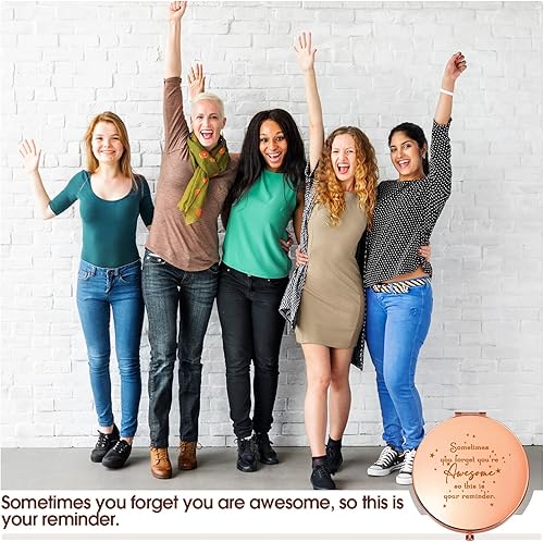 Vista 19 de Roowest 30 piezas de espejo compacto inspirador "You're Awesome Reminder", regalos de agradecimiento para mujeres, empleados, compañeros de trabajo