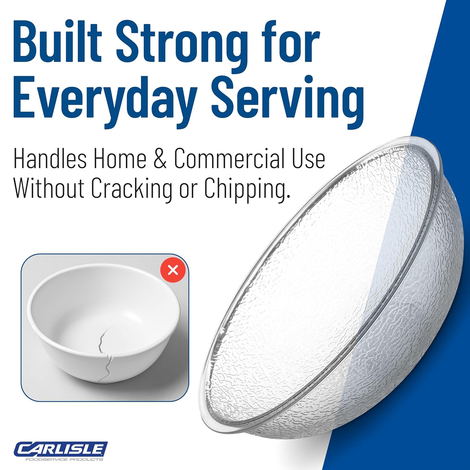 Carlisle FoodService Products 721807 Round Pebbled Salad Serving Bowl, 18 Quart, Clear (Pack of 4)