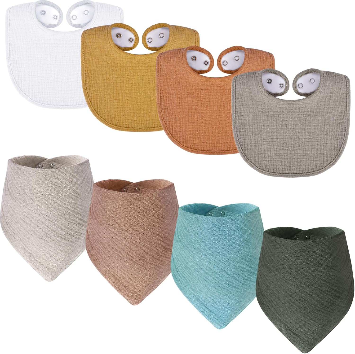 YIIFELL 8 Pack Muslin Baby Bibs, 03 Years Old Baby Bibs