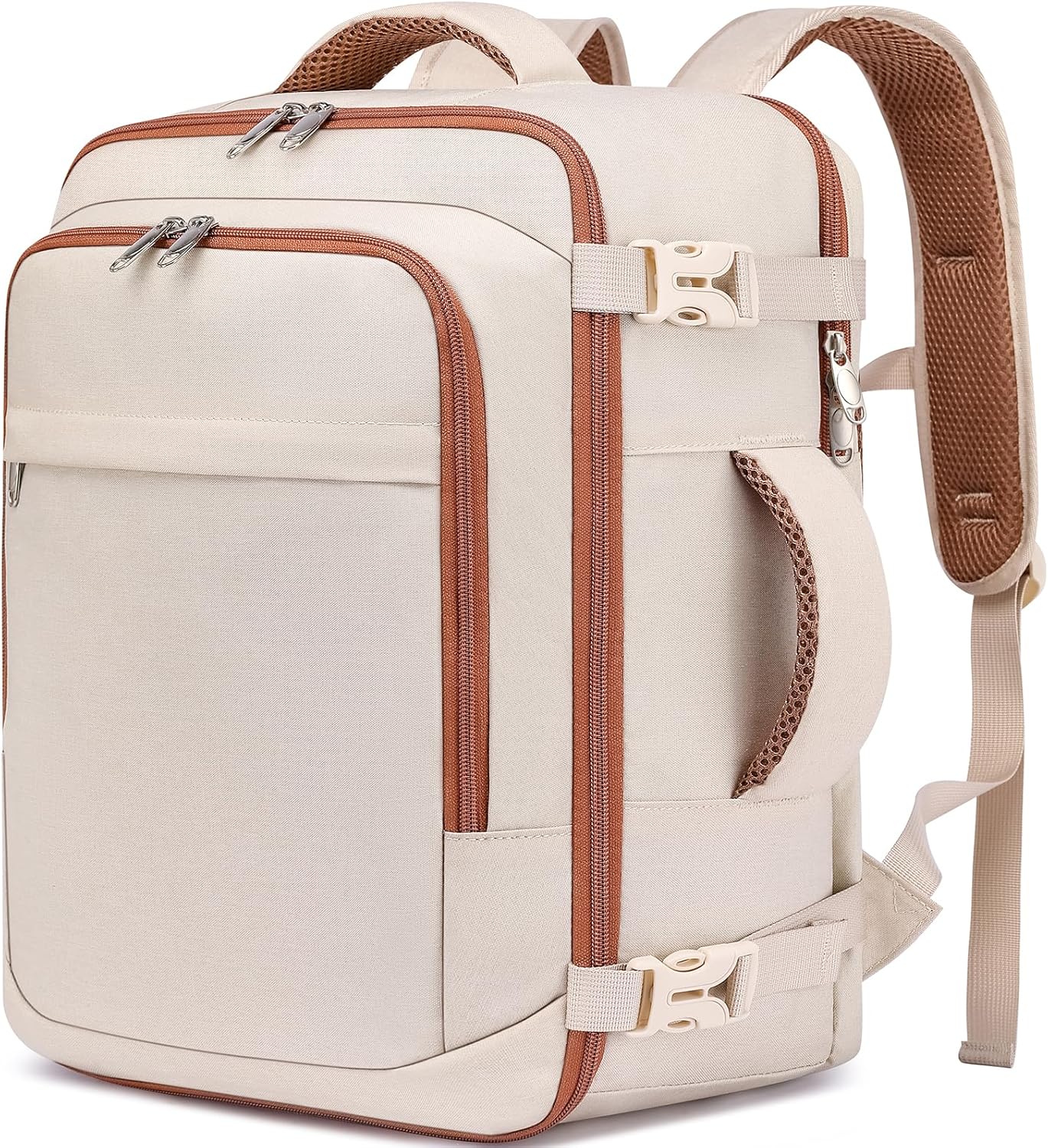 Easyjet Handbagage 45x36x20, 30L Kleine Reisrugzak Mannen School Rugzak Vrouwen Huttentas voor Easyjet voor Zaken, Werk, Reizen,Cabineformaat Vliegtuigtas voor 15,6 Inch Laptop,Beige