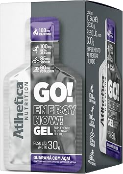 Gel Energético Atlhetica GO! Energy Now Guaraná com Açaí - 10 Sachês