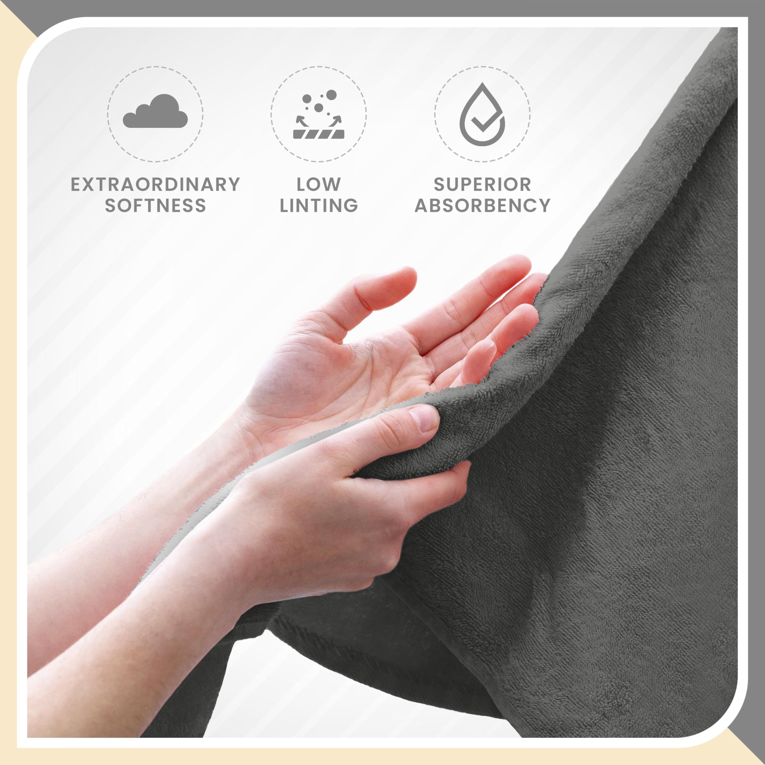Martex 6-teiliges Handtuch-Set aus 100% ringgesponnener Baumwolle, schnell trocknend, super saugfähig und weich, leicht, 2 Badetücher, 2 Handtücher, 2 Waschlappen, Dunkelgrau
