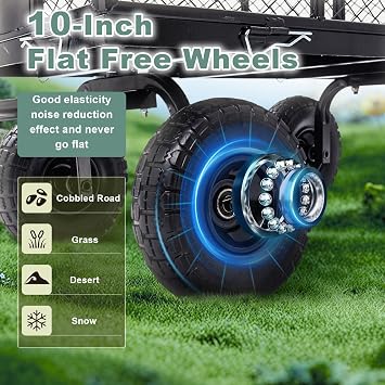 880lb Garden Wagon Steel Utility Cart Solid Wheels