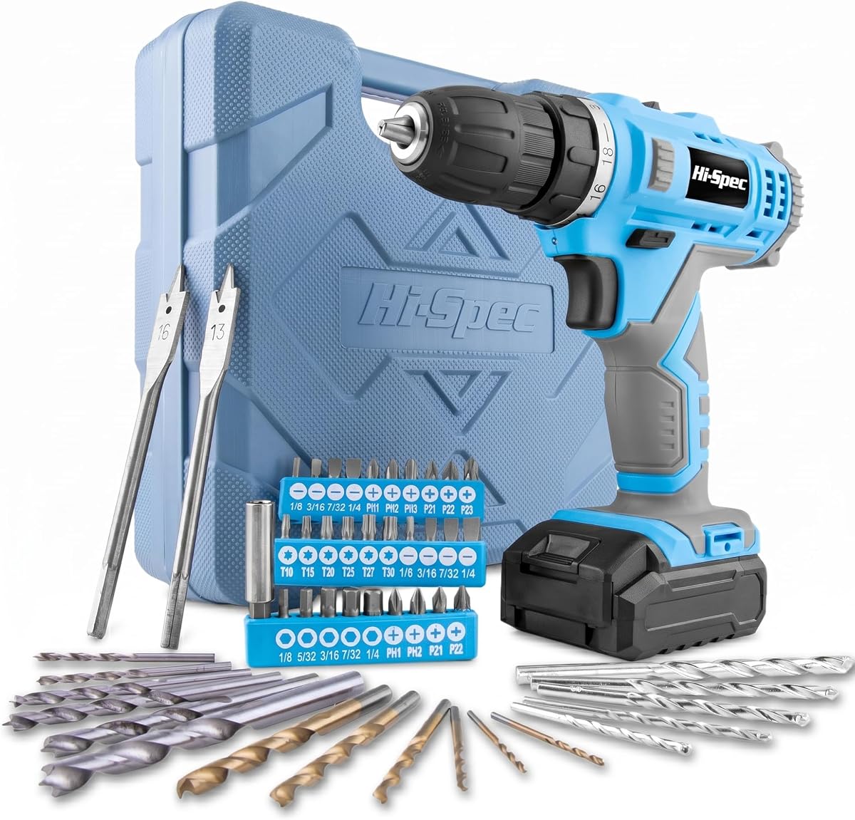 Hi-Spec 12V Cordless Drill Driver Set with Toolbox for Wood and Metal | 50pc, fast assembly help, common screw bit selection, LED visibility, compact grip, quick household fixes, organized storage