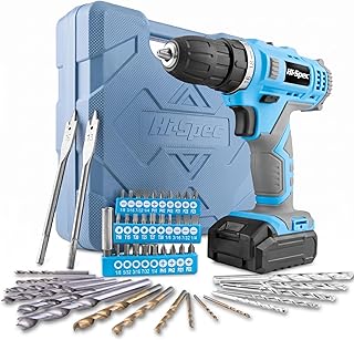 Hi-Spec 12V Cordless Drill Driver Set with Toolbox for Wood and Metal | 50pc, fast assembly help, common screw bit selection, LED visibility, compact grip, quick household fixes, organized storage