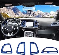 Vista 1 de Voodonala para Dodge Challenger 2015-2021, accesorio de recorte para salida de aire de la consola central (Azul, 4 piezas)