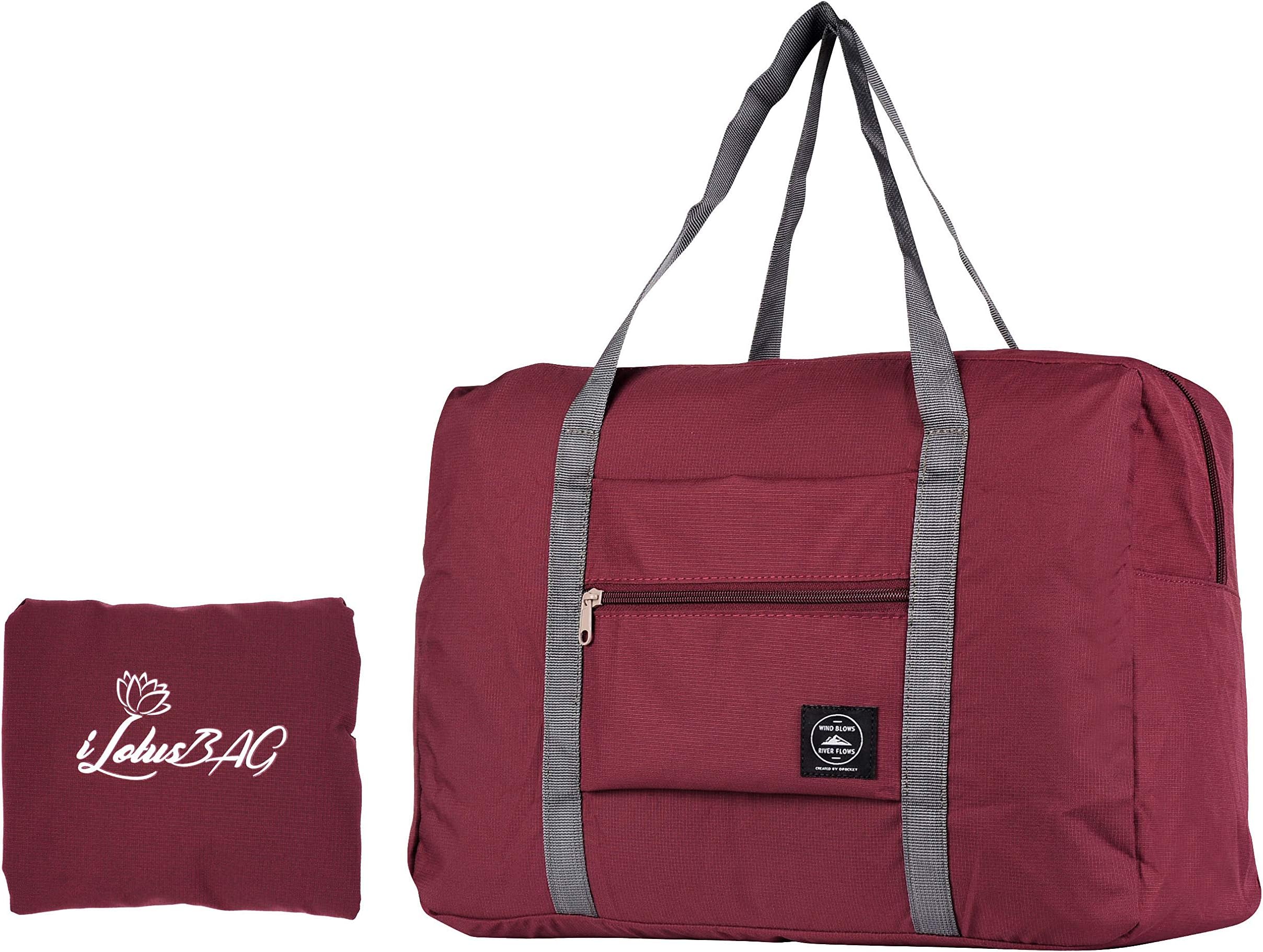 Travel Foldable Duffel Bag for Women & Men,Lightweight Waterproof Carry-on Bag,Travel Luggage for Sports Gym,Travel Tote Luggage Bag(Wine Red)