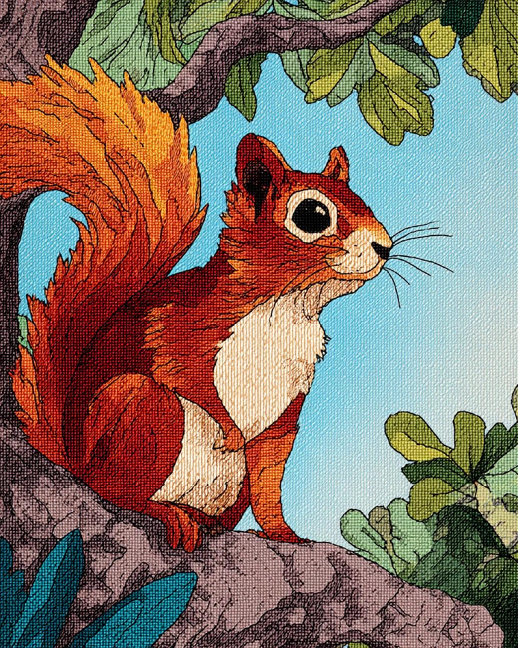 AxiangziK DIY Stamped Cross Stitch Kits Cartoon Squirrel 11CT 40x50cm