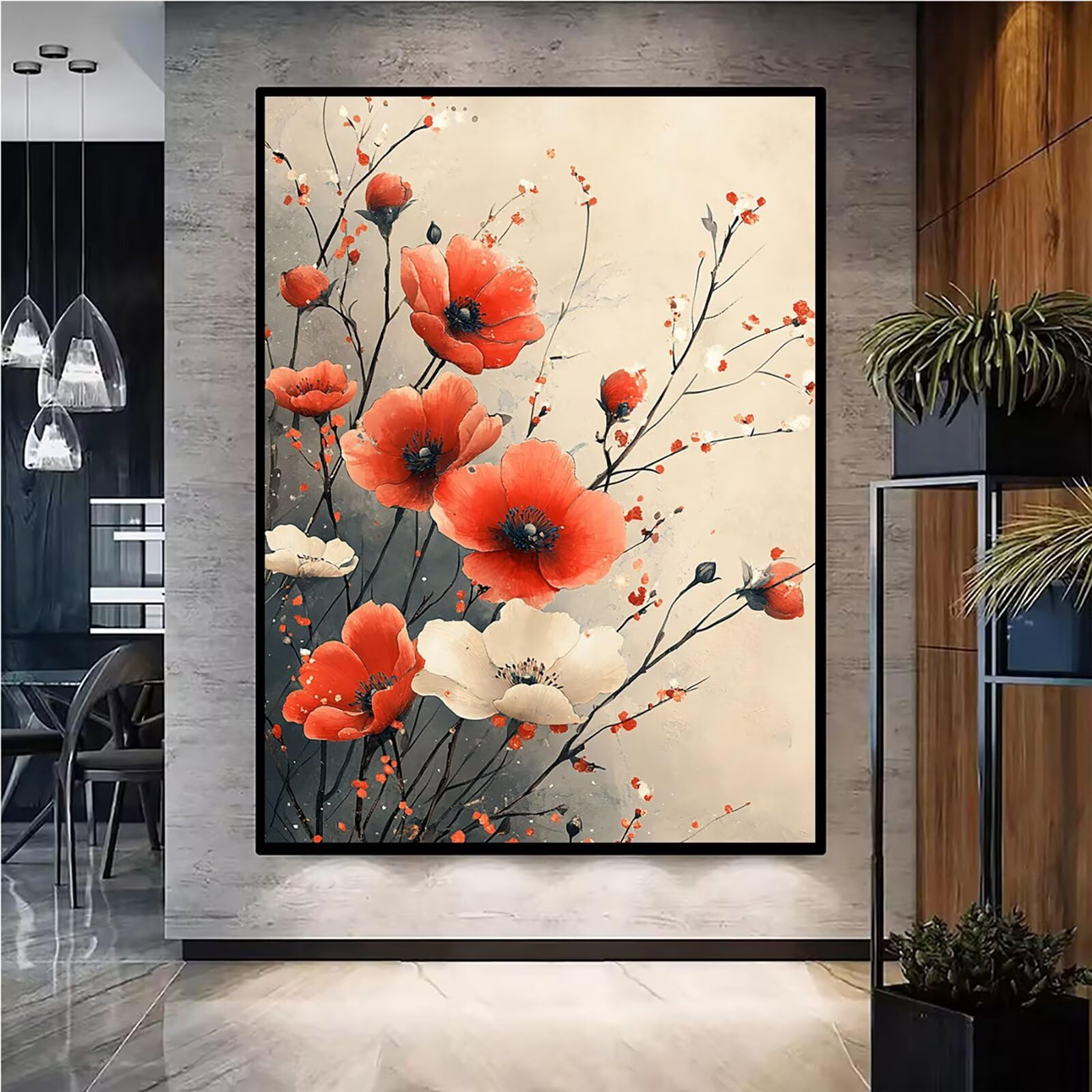 Diamond Painting Kit Completo, Diamond Painting Colore, 5D Quadrato Pittura Diamante Kit Manualidades Adultos DIY Diamantini Crystal Art Disegni Ricamo Punto Croce Artigianale, 90x120cm Fiori j0-828