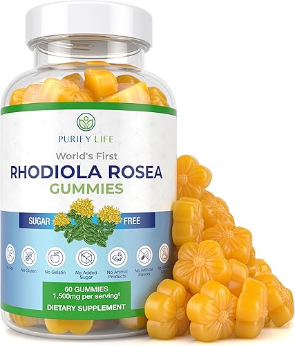 Miniatura 1 de Gomitas de Rhodiola Rosea sin azúcar (1500 mgporción) Suplemento adaptogénico de Rhodiola Rosea y bloqueador de cortisol para rendimiento,