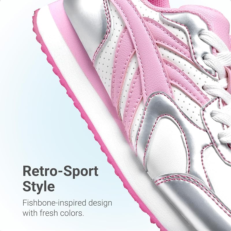 DREAM PAIRS Girls Tennis Shoes Rainbow Sneakers – Trendy Color Options