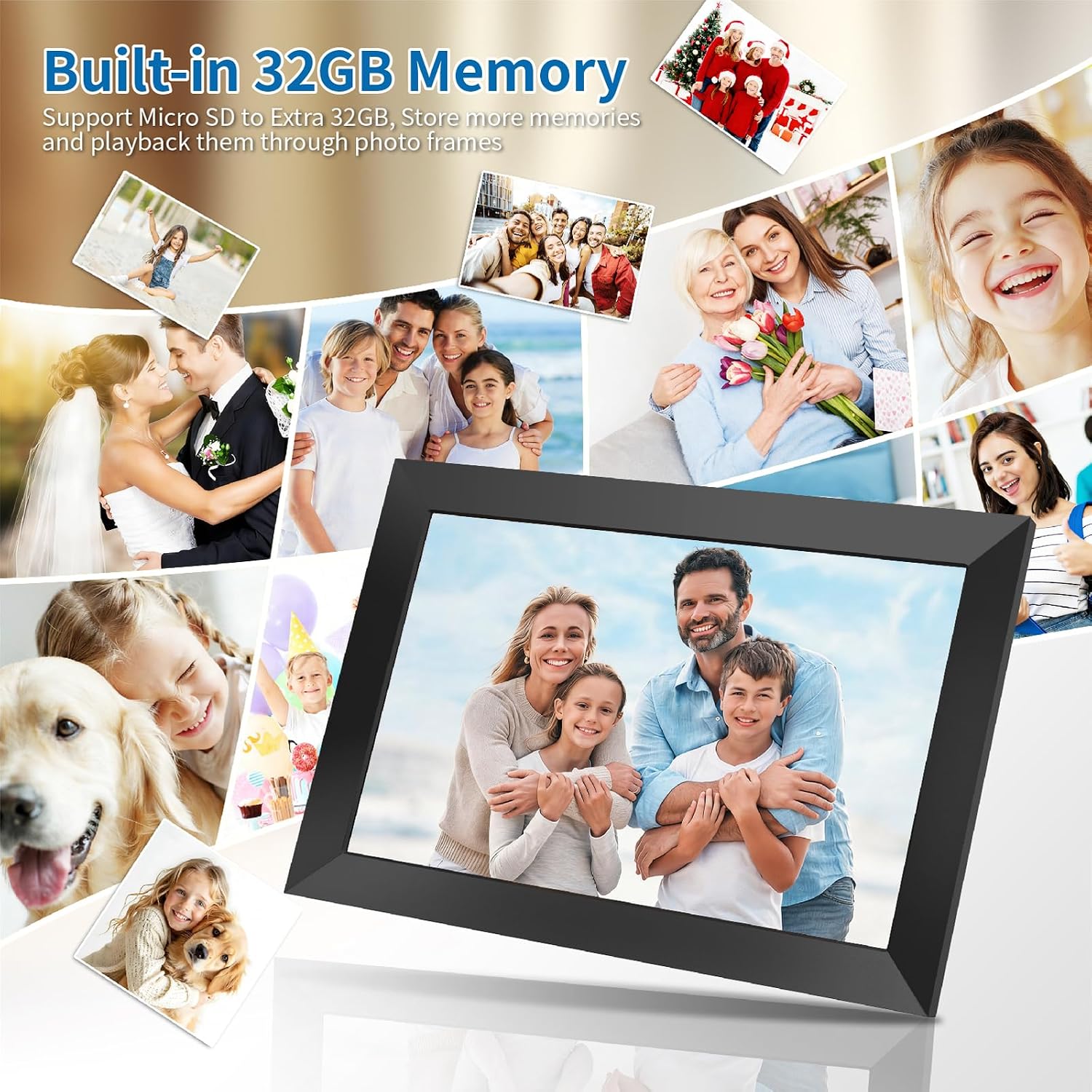 Trayoo Digital Picture Frame, 10.1 Inch WiFi Digital Photo Frame, 32GB,1280x800IPS HD Touch Screen, Send Photos/Videos from Your Phone Anywhere, Photo Gifts for Parents and Grandparents
