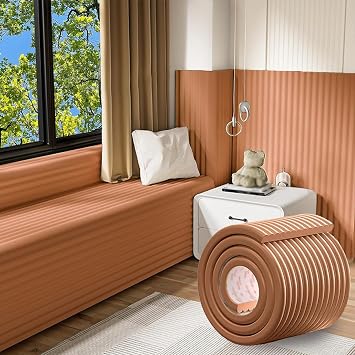 3D Anti-Collision Foam Wall Padding, Self-Adhesive Wall Panels, Furniture Edge Protector, Soft Headboard Cushion for Bedroom, Playroom, Living Room,Wood Color,15 x 200cm/5.9 x 78.7in
