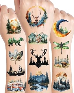 156 Pieces Forest Temporary Tattoos Stickers,20 Sheets Forest Tree Animal Adventure Nature Themed Tattoos Stickers Party Decoration Supplies Party favors for Kids Adults