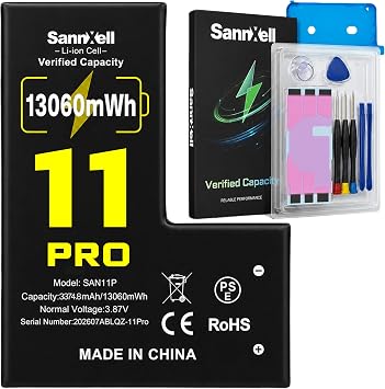 Upgraded High Capacity Battery for iPhone 11 Pro Replacement, 13060mWh 0 Cycle A2160 A2215 A2217 Model, Ultra Long Lasting Li-ion Battery with Full Repair Tool Kit