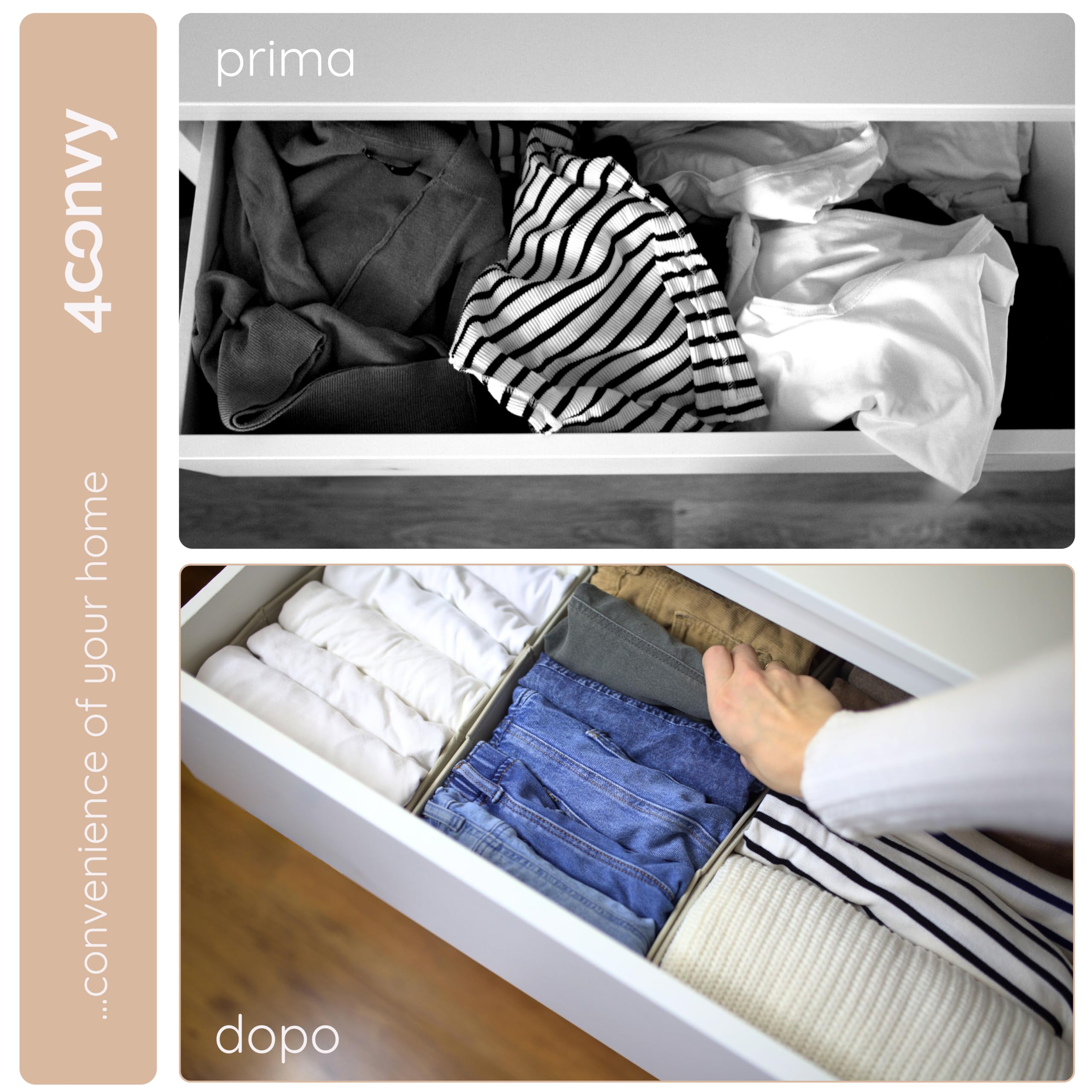 4CONVY Set di organizer per armadio – Scatola di immagazzinaggio rigida per armadietto – Sistema di organizzazione pieghevole per armadietto – Organizer per armadio senza scomparti.