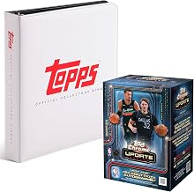2025-26 Topps Chrome Updates Basketball - Factory Sealed Value Box + Topps Binder - 9 Pocket Trading Card Binder, Durable, 35 Top-Loading Pages, 450 Card Capacity for Card Games, Sports, TCG (White)