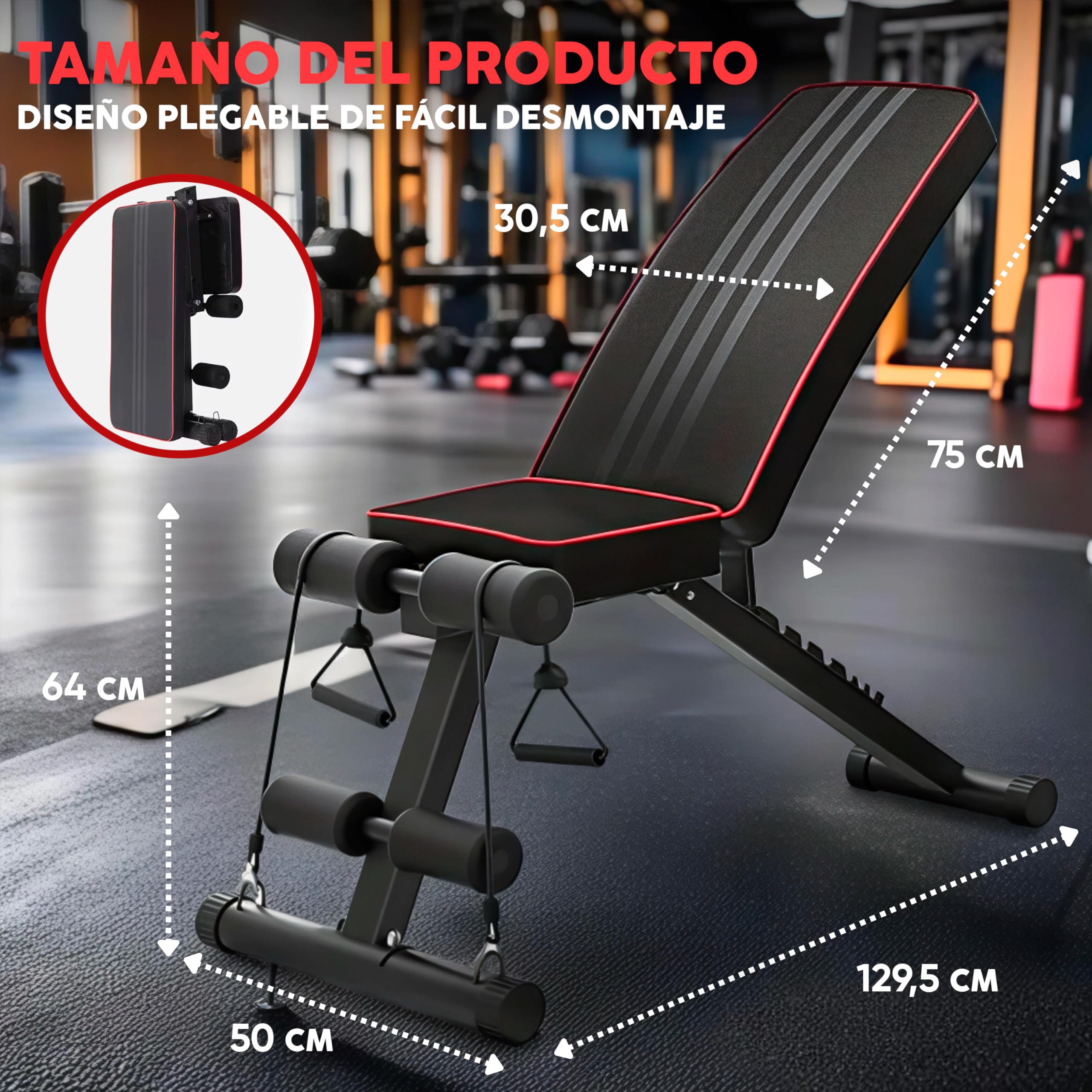 EveryKip Banco de Musculación Ajustable y Plegable para Pesas y Mancuernas, Banco de Pesas Multifunción Gimnasio en Casa, Entrenamiento 7 en 1,Regulable, Abdominales Red Para Gatos 8x3m