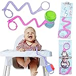 Brilli Baby Cup Catcher Patented Safety Tether Strap, Attach Sippy Cups, Bottles, Pacifiers & More to Stroller, High Chair, Car Seat, Made in USA, Food Grade, Dishwasher Safe (Lavender & Pink)