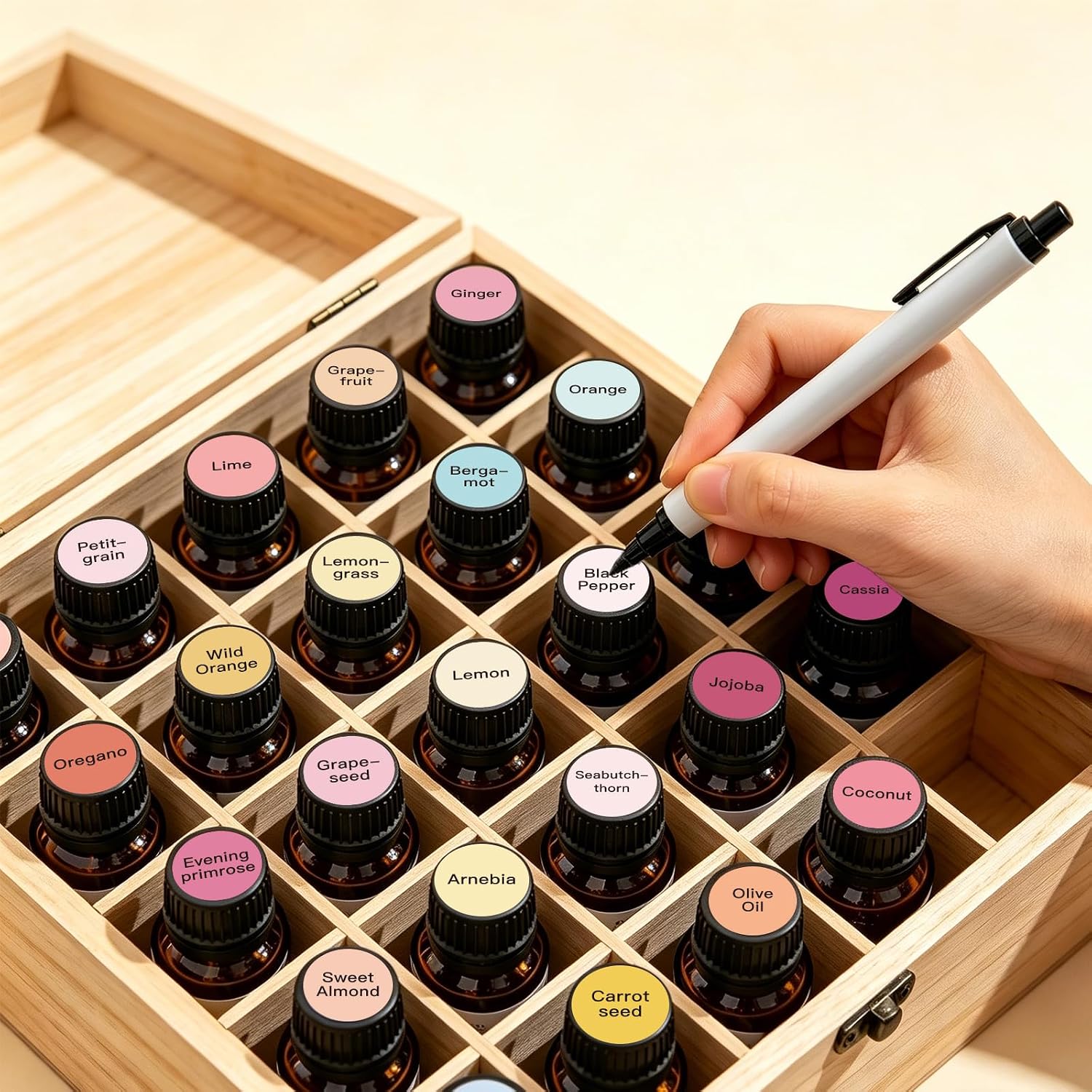 960PCS Essential Oil Bottle Cap Labels, Multicolor Self-Adhesive Aromatherapy Stickers with Pre-Printed Oil Names, Organization Lid Tags for Roller Bottles and Container, 0.5 Inch image 5