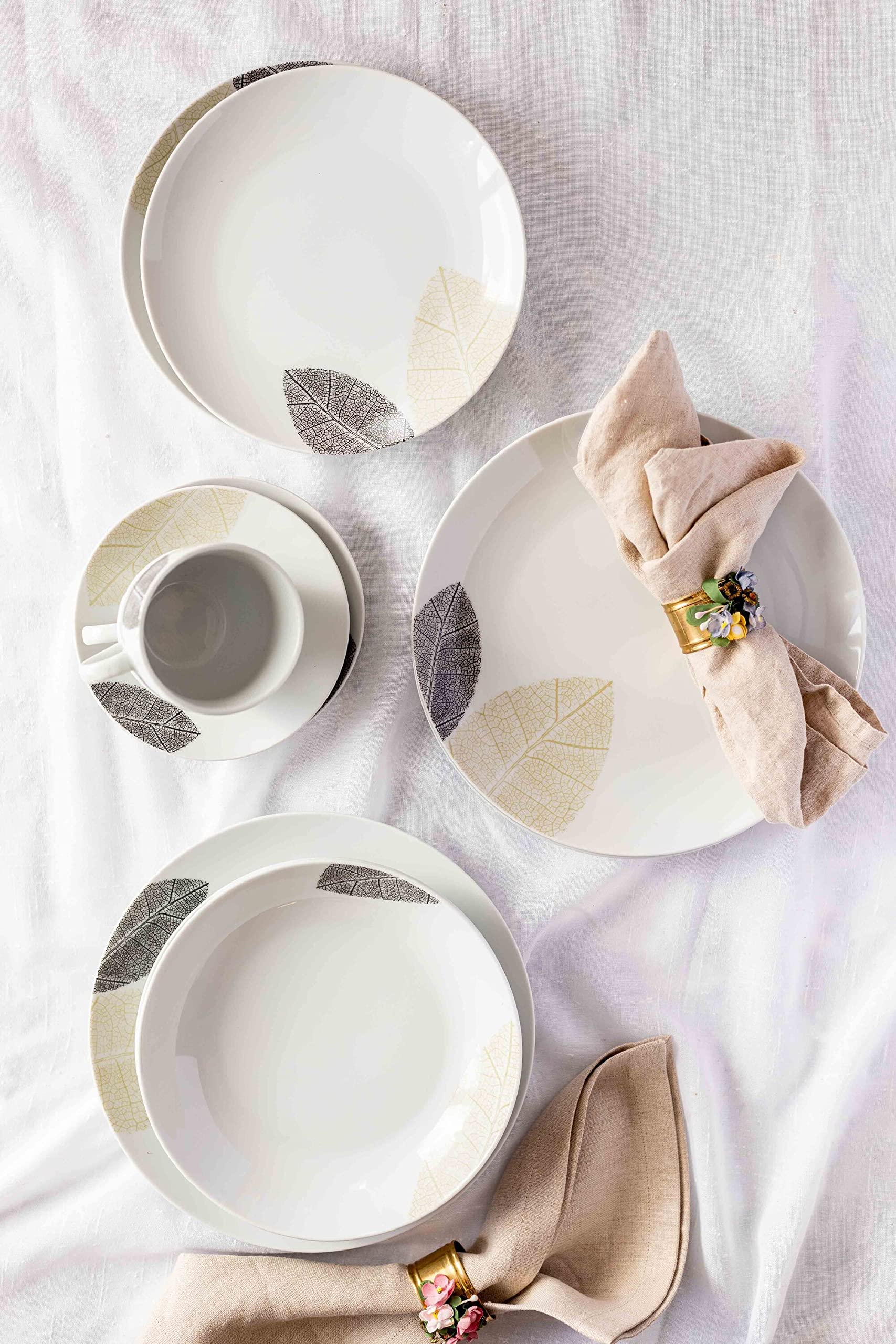 MÄSER 931215 - Vajilla para 6 personas, 30 piezas, con formas sin bordes, porcelana, color blanco