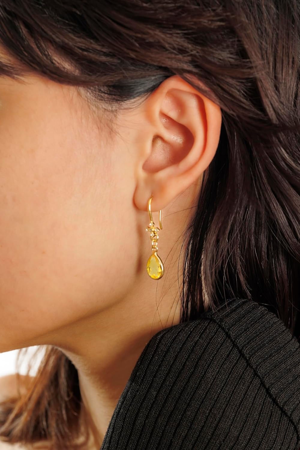 Citrine Earrings for Women in Pear Drop Shape - 18K Gold Vermeil, Certified 925 Sterling Silver Earring - Hypoallergenic Gold Jewelry for Women, Ideal Mothers Day Gifts and Birthday Gifts for Women