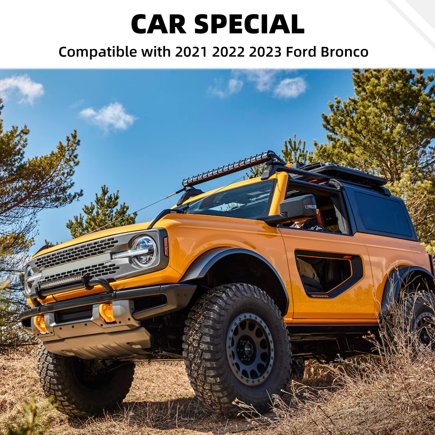 Front Window Windshield Wiper Arm & Blade Decoration Cover Trim Compatible with 2021-2026 Ford Bronco (Orange)