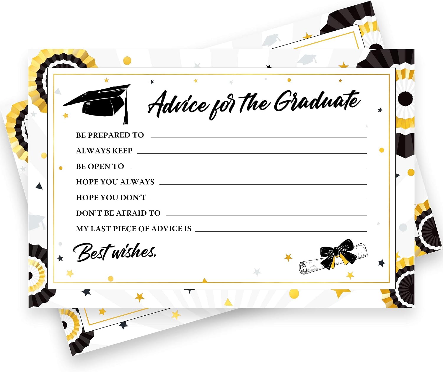 Graduation Advice Cards 2020 - 30 Pack Bulk – Graduation Decorations 2020 Blue, White & Gold – Advice for The Graduate Graduation Party Supplies Favors Table Games Props