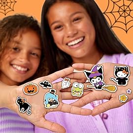 Hello Kitty and Friends Halloween Puffy Playset, Includes 30+ Stickers, 2 Play Scenes, Reusable for Kids