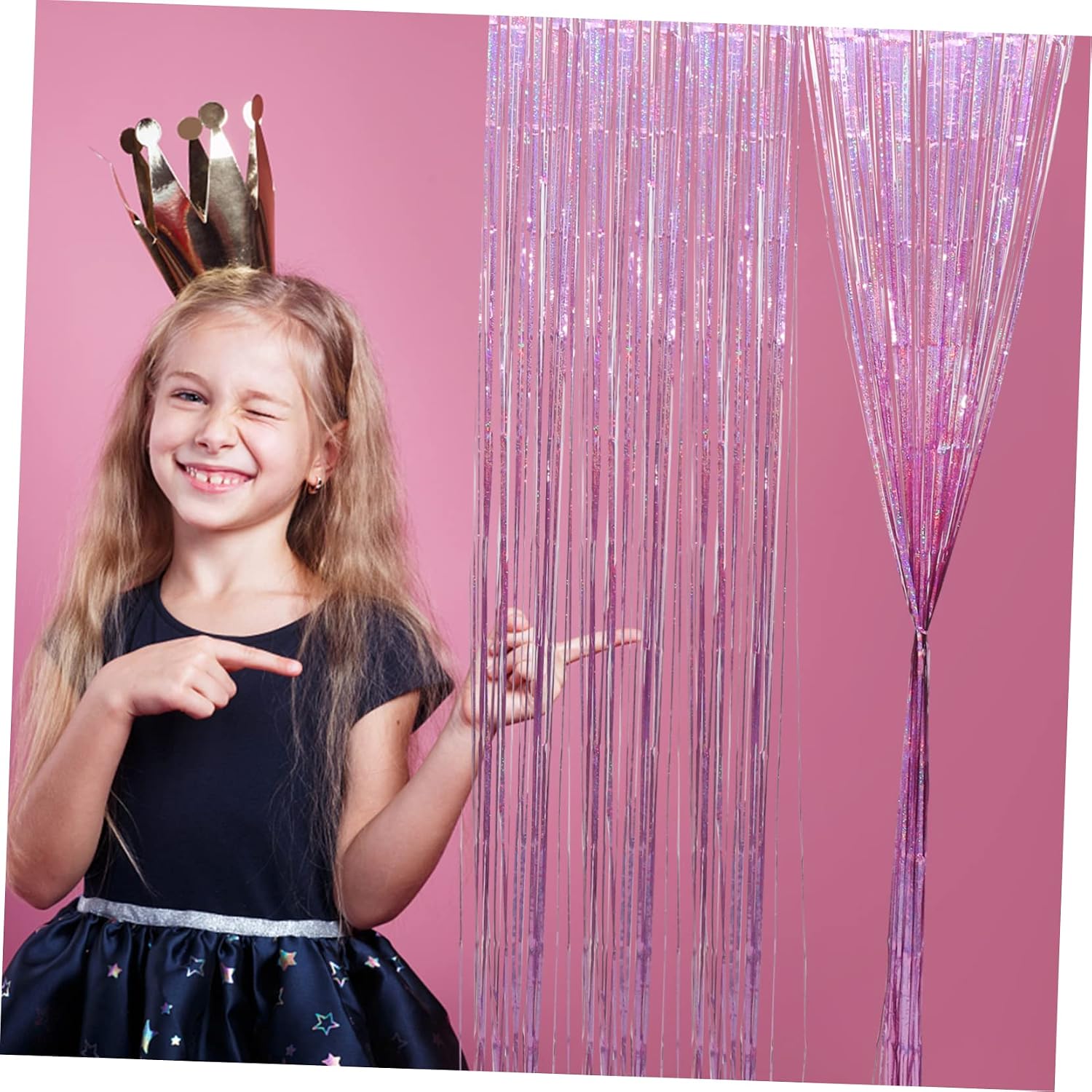 Vaguelly 2pcs Tinsel Curtains for Parties Iridescent Fringe Backdrop for Weddings Birthday Celebrations and Christmas Decor Lightweight and Easy to Install Each